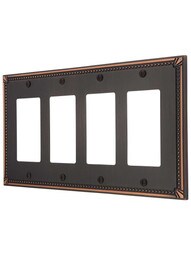 Imperial Bead Quad GFI Cover Plate in Aged Bronze.
